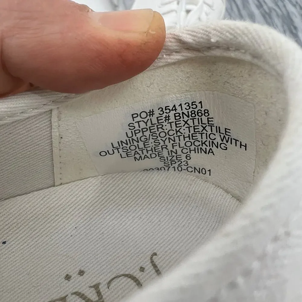 J Crew‎ Womens 6 Sneakers White Canvas Platform Low Top Lace Up Casual Shoes